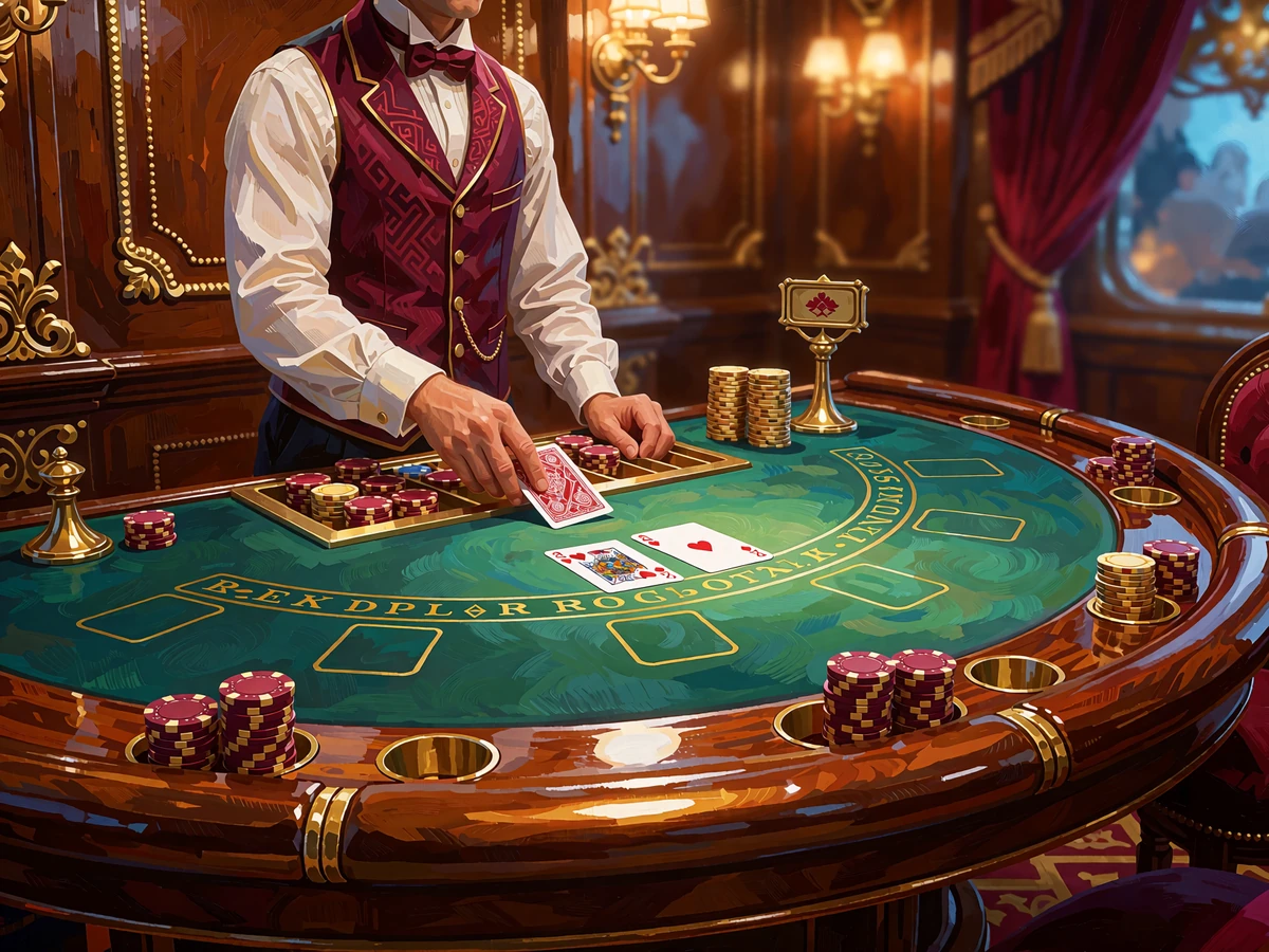 Krupier rozdaje karty przy stole blackjack na żywo w kasynie live WestAce